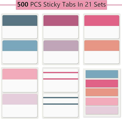 ELII 500 PCS Sticky Index Tabs 2 Inch Colorful Sticky Tabs for Notebooks, Page Markers Tabs for Binders