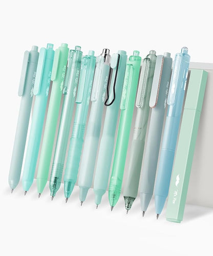 Mr. Pen- Gel Ink Pen Set, 12 pcs, Pastel Green Barrel, Black Ink Gel Pens Fine Point 0.5mm, One Highlighter, Gel Ink Pens, Cute Pens for Women, Aesthetic Pens for Journaling, Fine Tip Pens