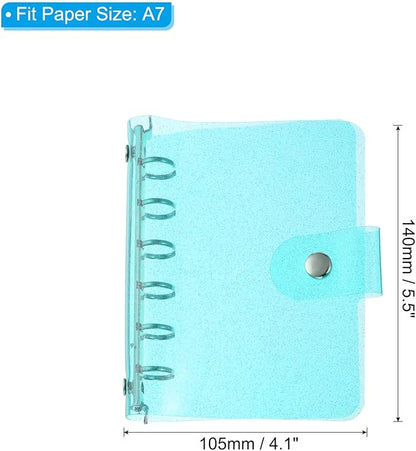 PATIKIL A7 Clear Binder Cover, Soft PVC Bling Loose Leaf Binder Protector Refillable Notebook Shell with Snap Button Closure for DIY Meeting Notebook Folder, Blue