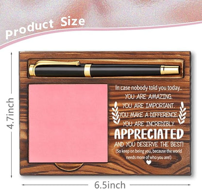 Appreciation Sticky Note Holder, Thank You Appreciation Gifts for Women Men Teacher Friends Coworker Nurse Employee, Inspirational Quote for Desk Self-Stick Note Pad Holders YB363