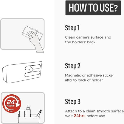 loukin Magnetic and Adhesive Marker Holder, Dry Erase Accessory Tray, Magnetic Storage Organizer for Whiteboard, Glass or Refrigerators (Purple)