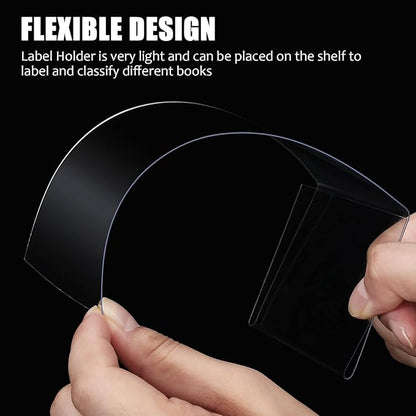 Containlol 15 Pieces Moveable Shelf Label Holders Clear Transparent Shelves Tags Index Card Pockets Library Markers Label Display Holder for Classroom Office Book(6.5 x 3.54 x 2.36 Inch)