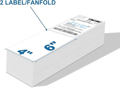 9527 Product 4" x 6" Zebra Fanfold Direct Thermal Shipping Labels,2 Stacks, 4000 Labels White, Perforated (2,000 Label per Stack)
