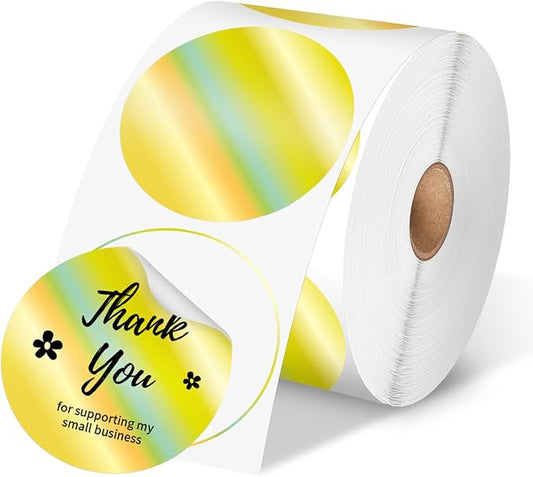 Phomemo 2” Circle Thermal Labels, Self-Adhesive Round Direct Sticker Label, Circular Thermal Printer Label for Logo Design, Name Tag, Thanks Card, Address, QR Code, 400 Labels/Roll, Laser Gold