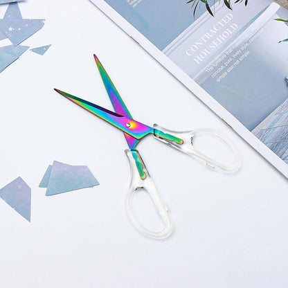 Acrylic Scissors Rainbow Scissors 6.5" Clear Scissors Metal Blades Office Cutting Shears for Craft Supplies Desk Accessories