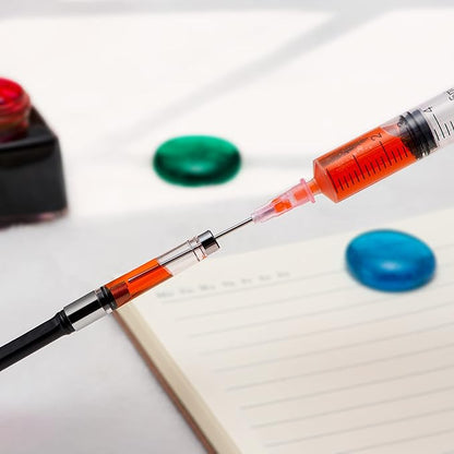 6PCS 5ML/CC Ink Filling Plastic Syringe Set with Bluent Stainless Needle Tip for Fountain Pen, Printer