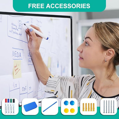XIWODE Large Magnetic Dry Erase Board，Whiteboard for Wall, 36 x 72 inches, Whiteboard Marker Board Writing Board，Black Aluminum Frame, Durable,Whiteboard for Home School & Office