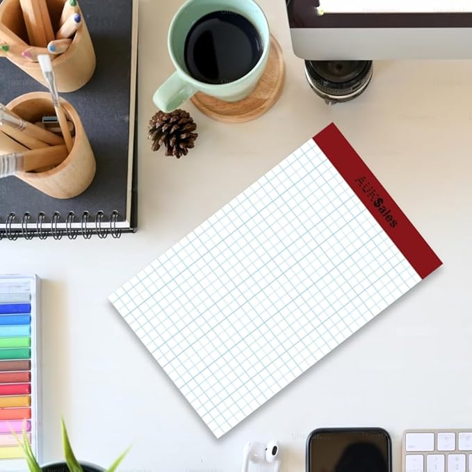 Grid Paper Pad 5x8 Inches – Graph Paper Pad 4x4, Grid Notepad, 1 Pack, 5x8 Graph Paper 1/4 Grid, Graphing Paper, Engineering Pad – 100 Sheets 200 Pages Perforated Pad for School, Home, & Office