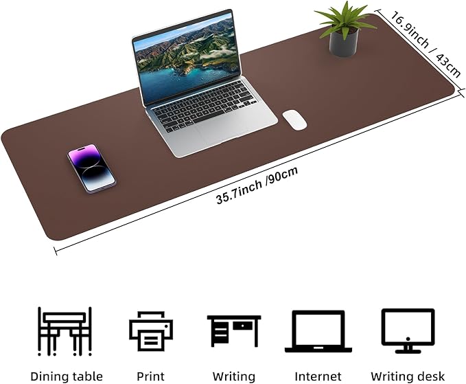Desk Mat,35.4" x 17" Leather Desk mat,Double-Sided Desk Pad,Desk matt for Desktop,Large Mouse Pad,Office Desk mat,Waterproof Desk Blotter pad for Office&Home(Black+Cork)