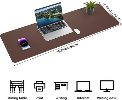 Desk Mat,35.4" x 17" Leather Desk mat,Double-Sided Desk Pad,Desk matt for Desktop,Large Mouse Pad,Office Desk mat,Waterproof Desk Blotter pad for Office&Home(Black+Cork)