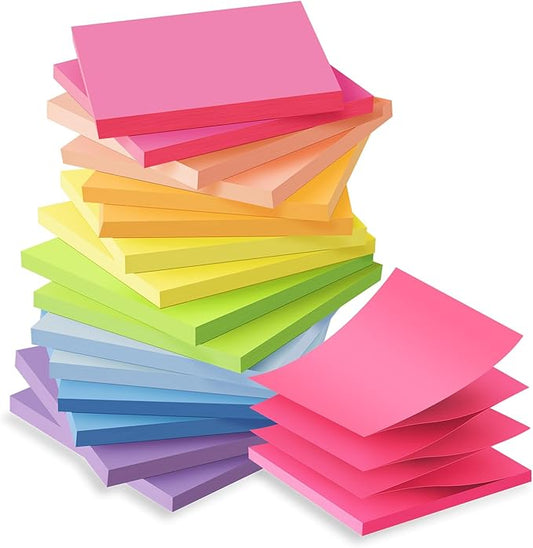 (16 Pack) Pop Up Sticky Notes 3x3 in Post Accordion Stickies Super Sticking Power Memo Pads Bright Colors