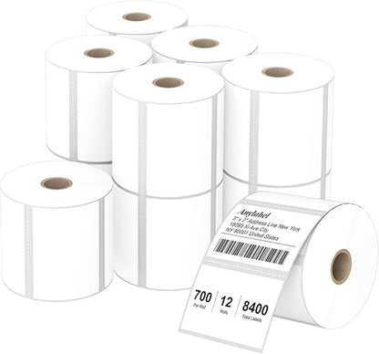 Compatible 3" x 2" Direct Thermal Labels Replacement for Barcodes Postage Address Shipping Compatible with Rollo & Zebra Desktop Printers Adhesive & Perforated (12 Rolls, 700 Labels/Roll)