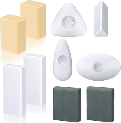 10 Pieces Drawing Art Pencil Erasers, Multi-Shape Painting Grey Kneaded White Foam Erasers with Grip for Art Sketching Drafting Supplies