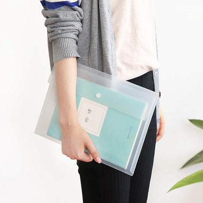 VANRA Poly File Folder Pockets File Jacket Plastic Envelope Flat Document Letter Organizer with Snap Button Closure A4 Letter Size (Pack of 5, Translucent)