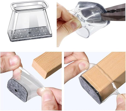 Chair Leg Floor Protectors Rectangle Chair Leg Protectors for Hardwood Floors Silicone Pads Covers to Protect Floors(Clear-40 Pcs, Rectangle M Fit (W:3/4" ~ 1",L:1-1/8"~1-1/2")