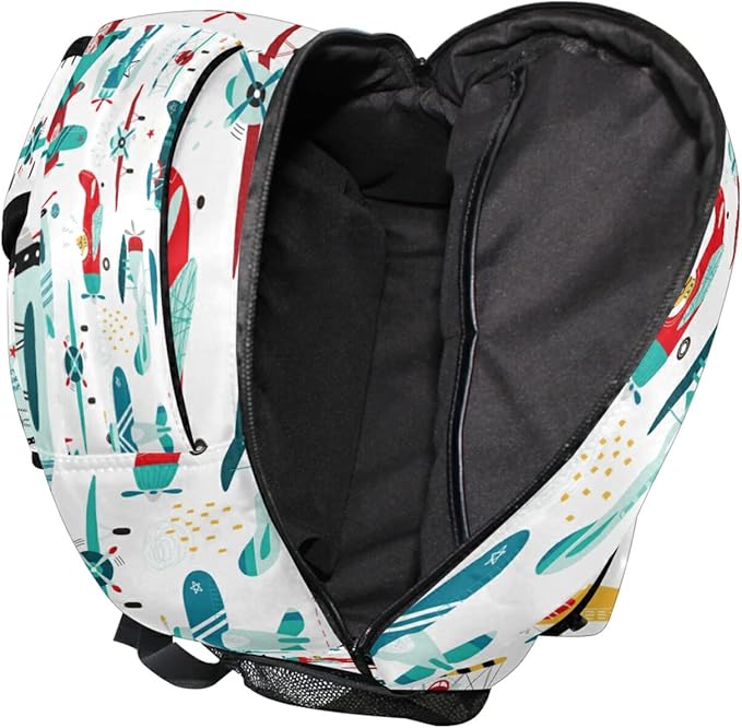 AUUXVA Colorful Helicopter Airplane School Backpack for Girls Boys Kids Laptop Backpack Travel Camping Daypack