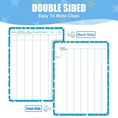 10 Packs Division Whiteboard Card, Double Sided Dry Erase Board Writable and Erasable Math Learning White Board for Kids, Students, Classroom and Home (Each Measures 12” x 9”)