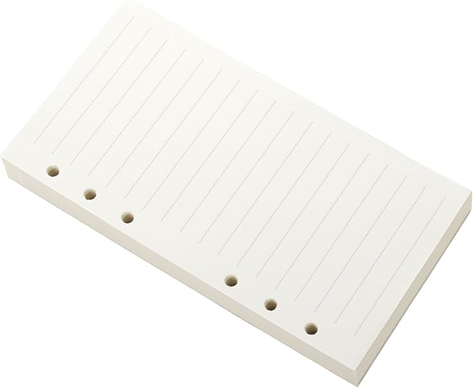 Ancicraft Refill Paper A6 6 Hole 3.75 X 6.75 Inches Lined Creamy White Paper for Loose Leaf Binder Notebook 100 Sheets / 200 Pages