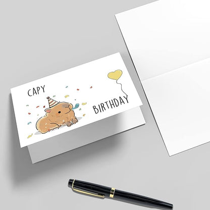 Qiliji Funny Birthday Card, Cute Capy Birthday Greeting Card, Capybara Bday Pun Card, Happy Birthday Card for Him Her