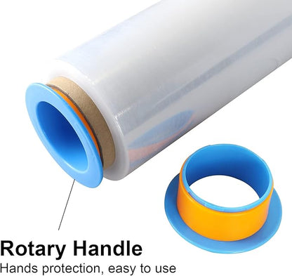 BOMEI PACK Clear Stretch Wrap Roll with Plastic Handle 18" x 1000 Feet 80 Gauge 4 Pack, Shrink Wrap Heavy Duty, Self-Adhering Plastic Wrap for Shipping, Moving