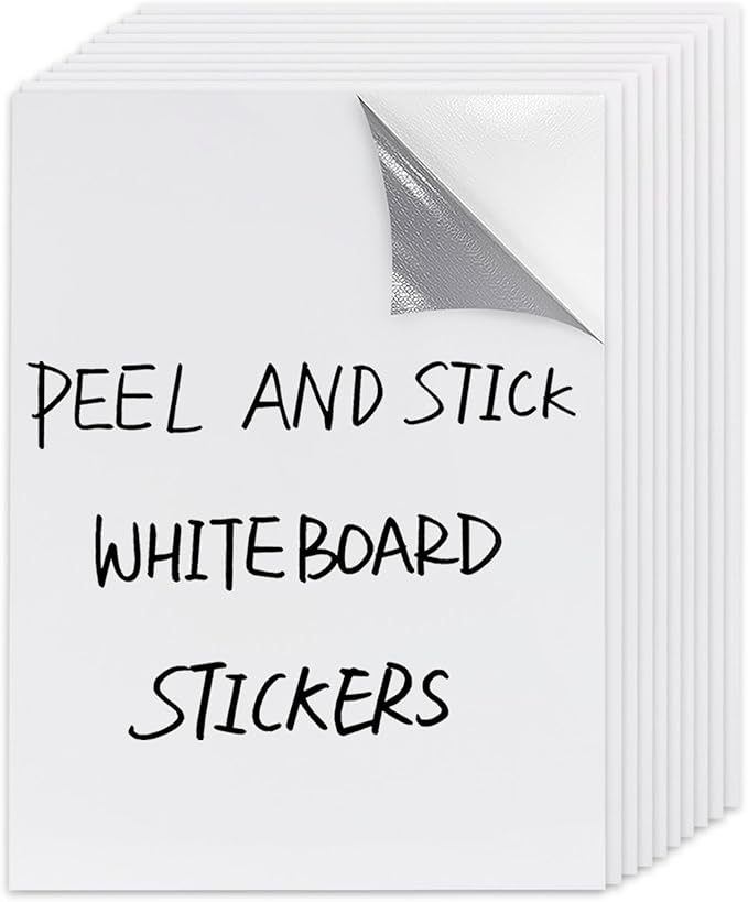 Dry Erase Board Sticker- Whiteboard Stickers-8.3''x11.7'' Removable Dry Erase Sheets- Fridge Dry Erase Paper for Wall/Desk/Refrigerator/Door/Locker/Home/Office/Classroom (White-10 Pcs)