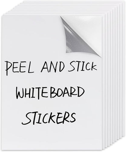 Dry Erase Board Sticker- Whiteboard Stickers-8.3''x11.7'' Removable Dry Erase Sheets- Fridge Dry Erase Paper for Wall/Desk/Refrigerator/Door/Locker/Home/Office/Classroom (White-10 Pcs)