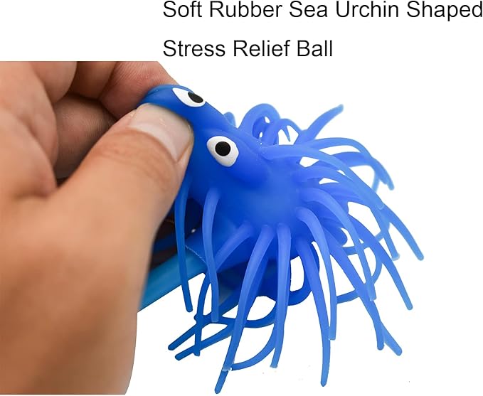 6 PCS Cute Sea Urchin Shaped Pens Soft Rubber Funny Monster Ballpoint Pens For School Christmas Office Party