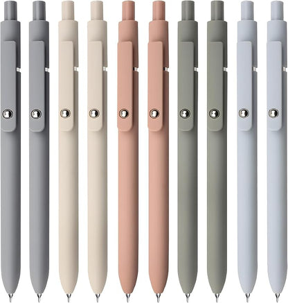 UIXJODO Gel Pens, 10Pcs 0.5mm Black Ink Pens Fine Point Smooth Writing Pens, High-End Series Retractable Pens for Journaling Note Taking, Cute Office School Supplies Gifts for Women (10 Pcs Morandi)