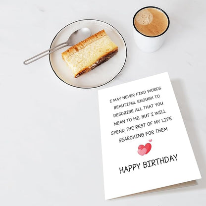 Chenive Sweet Birthday Card for Him Her, Romantic Poem Birthday Card for Husband Wife, Happy Birthday Card for Boyfriend Girlfriend Soulmate, Love of My Life