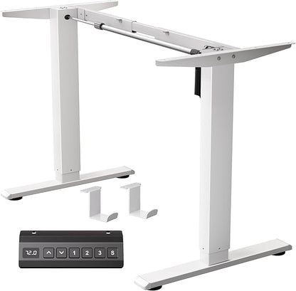Electric Standing Desk Frame, Height Adjustable Table Legs with Memory Controller, Stand Up Desk Frame Up to 47.2", Ergonomic Standing Desk Base for Home and Office, White Frame Only