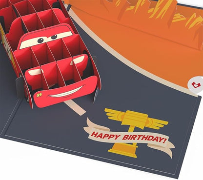 Lovepop Happy Birthday Pop-Up Card for Her and Him- 3D Disney Birthday Greeting Cards for Boys, Girls, Men, Women - Cars Kachow - 5" x 7" Lightning McQueen Card - Blank Note Card & Envelope Included