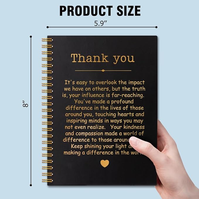 Thank You Gold Hardcover 160 Pages Spiral Notebooks, Funny Thank You Gift for Women Men Coworkers Leader Mentor, Appreciation Gifts for Employees, Thanksgiving Gifts for Colleagues Leaders
