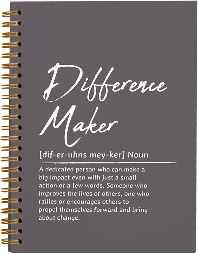 OXW Difference Maker Appreciation Gift, Meeting Notebook for Work, Thank You Gifts for Leader Mentor Manager Boss, Office Supplies Social Worker Notebook, Gray Hardcover Spiral Notebook 5.5 x 8.3