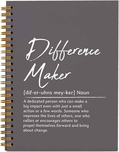 OXW Difference Maker Appreciation Gift, Meeting Notebook for Work, Thank You Gifts for Leader Mentor Manager Boss, Office Supplies Social Worker Notebook, Gray Hardcover Spiral Notebook 5.5 x 8.3