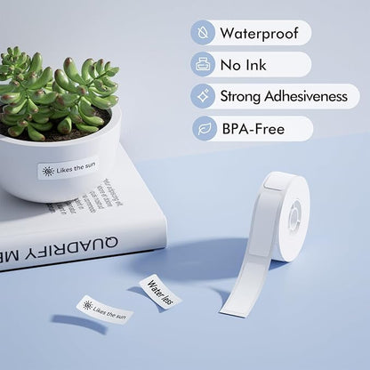 NIIMBOT Label Maker Tape for D11/D110/D101 Label Maker, 12 x 40 mm (0.47'' x 1.57'')-160 Tapes/Roll for Home Office Labeling Tape Replacement, White