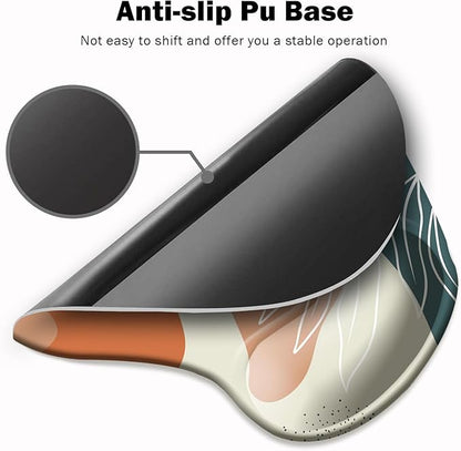 DOOKE Ergonomic Mouse Pad with Wrist Support and Coaster,Mouse Pads with Non-Slip PU Base for Home Office Working Studying Easy Typing & Pain Relief Leaf Abstract