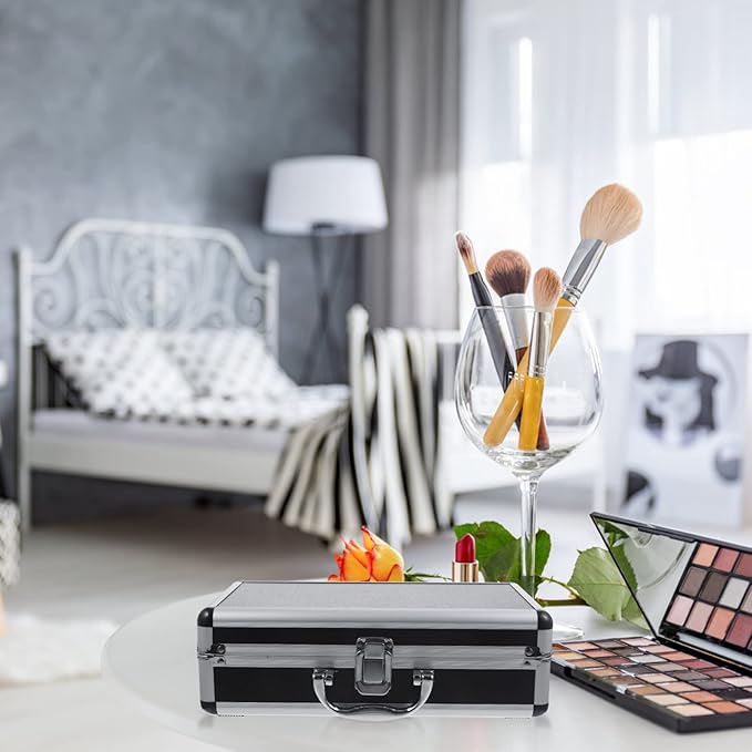 ERINGOGO Aluminum Attache Case - 12inch Lock Metal Briefcase with Ripple Foam, Hard Aluminum Carrying Case for Men, Universal Portable Tool Case for Laptop/Luggage/Instrument Black