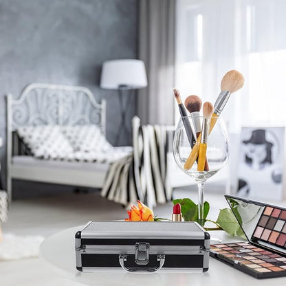 ERINGOGO Aluminum Attache Case - 12inch Lock Metal Briefcase with Ripple Foam, Hard Aluminum Carrying Case for Men, Universal Portable Tool Case for Laptop/Luggage/Instrument Black