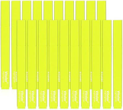 Vitoler Fluorescent Yellow Highlighters,20 Pack Bright Color Chisel tip Highlighters for Adults Kids in the Home School Office