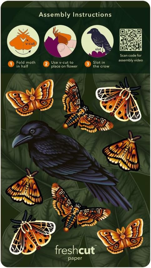 Freshcut Paper Pop Up Cards, Moonlight Garden, 12 Inch Life Sized Forever Flower Bouquet 3D Popup Greeting Card, Halloween Cards, Birthday Card, Blank Notecard & Envelope