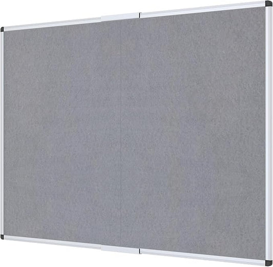 VIZ-PRO Large Fabric Bulletin Board/Foldable Notice Board Felt Gray, 72 X 48 Inches, Silver Aluminium Frame