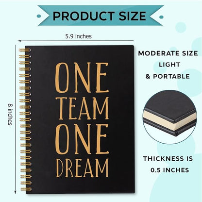 One Team One Dream 160 Blank Pages Spiral Notebook, Team Notebooks for Employees, Teamwork Gifts for Staff, Team Member Gifts for Colleagues, Team Building Gifts for Coworkers