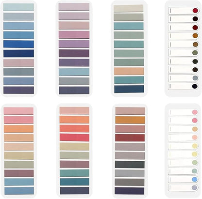 Lysas 1600pcs Page Markers, Morandi Sticky Index Tabs, Transparent Sticky Note Tabs Colored Writable and Repositionable Book Flags Tabs, Aesthetic Strip Index Tabs, 8 Sets