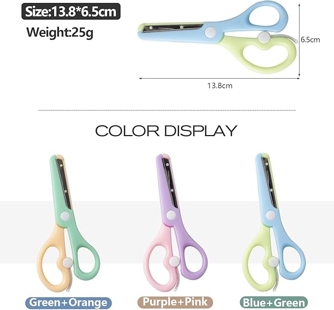 Safety Scissors FOR KIDS 3-Pack, Training Craft Scissors,Ergonomic Handle Perfect for Paper Cutting, (BLUE)