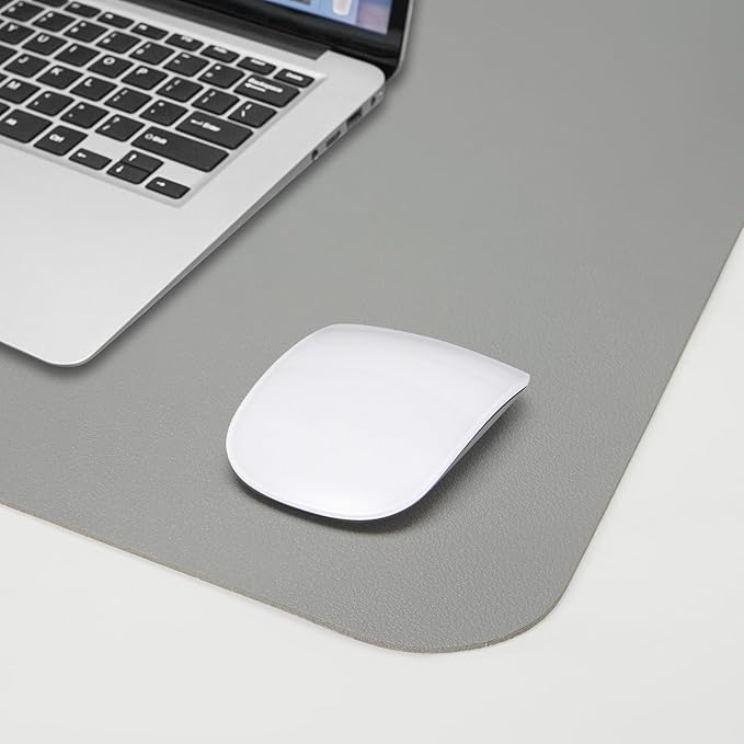 Desk Mat,35.4" x 17" Leather Desk mat,Double-Sided Desk Pad,Desk matt for Desktop,Large Mouse Pad,Office Desk mat,Waterproof Desk Blotter pad for Office&Home(Light Grey+Cork)