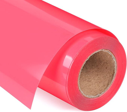 VINYL FROG Heat Transfer Vinyl Roll HTV Vinyl - 12" x12ft Hot Pink Iron on Vinyl for T-Shirts, Heat Press Vinyl for DIY Craft Designs (Neon Pink)