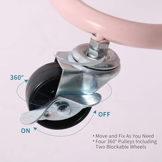 3-Tier Pink Utility Rolling Cart,Kitchen Storage Carts with Wheels,Pink Metal Rolling Cart for Office,Home,Kitchen,Garden（13.4"x18.1"x31"） Pink