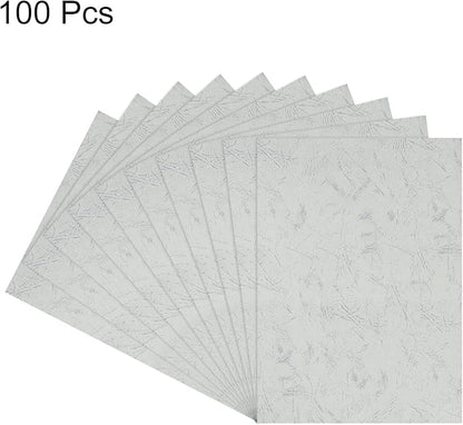 MECCANIXITY 100pcs A4 8-1/2 x 11.5 Inch Presentation Binding Covers Letter Size Leather Textured Grain Paper Un-Punched for Business Reports, Pale Gray