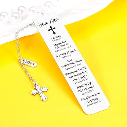 Faith Based Gifts Cross Bookmark for Men Women First Communion Gifts for Girls Boys Baptism Gifts Bible Verse Bookmark Bible Accessories Christian Church Gifts in Bulk 2024 Graduation Gifts