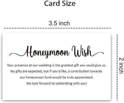 50 Honeymoon Wish Cards, No Gifts Request Wedding, Wedding Invitation Insert Cards, Honeymoon Fund Wish Cards (3.5" x 2")